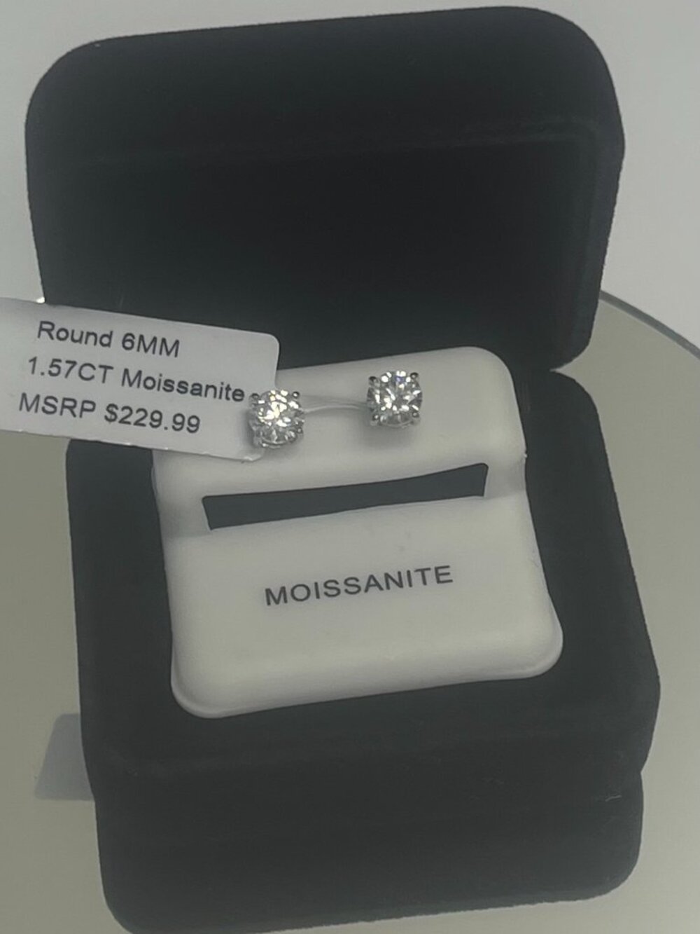 6mm Round Moissanite Stud Earrings 1.57CT Classic Fine Jewelry Brilliant Cut